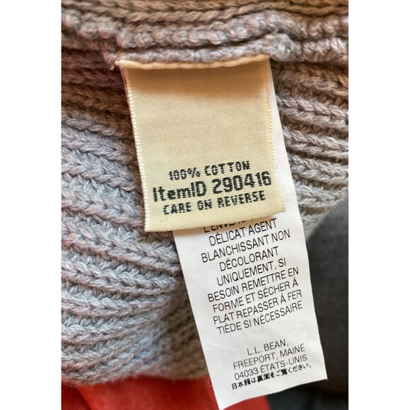 LL BEAN Freeport Maine Grey Cotton Ribbed Knit Pullover Sweater Size XL X-Large - Picture 10 of 11